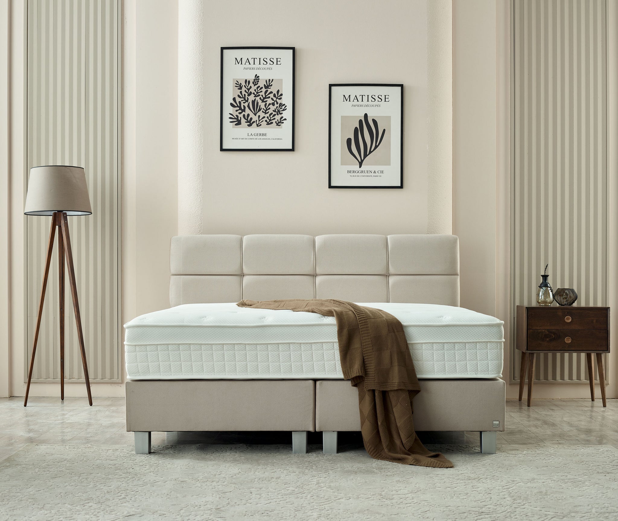 Boxspring Vida Fluweel Beige 180x200