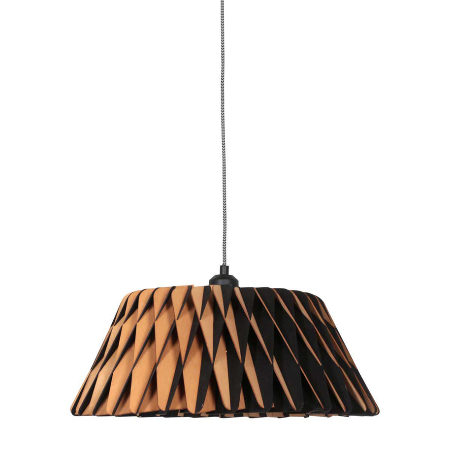 Zwart met blankhouten hanglamp Maze 3490BE rond 46 cm