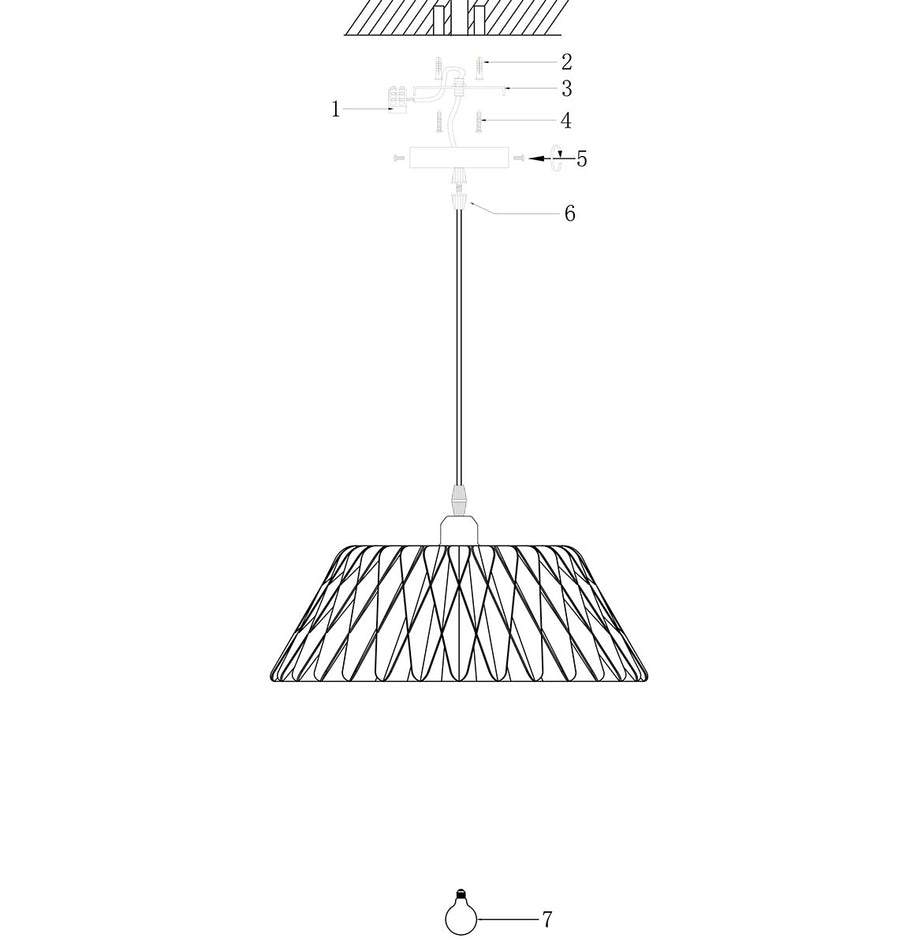 Zwart met blankhouten hanglamp Maze 3490BE rond 46 cm