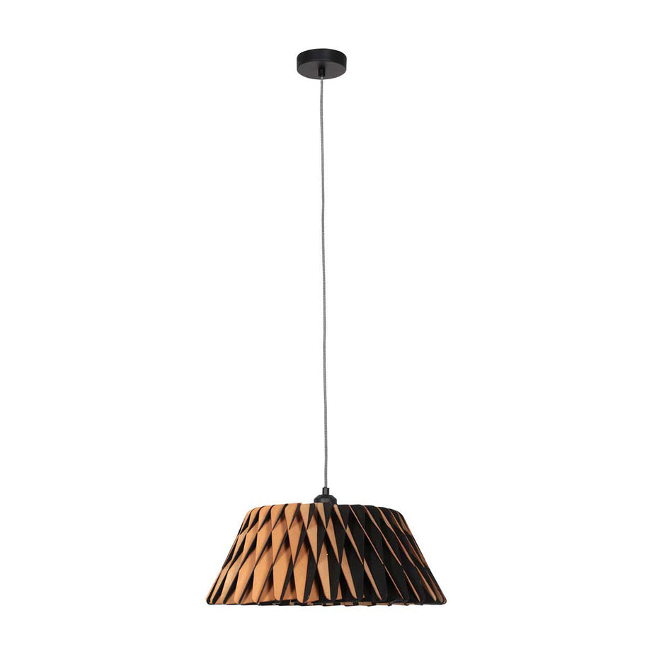 Zwart met blankhouten hanglamp Maze 3490BE rond 46 cm