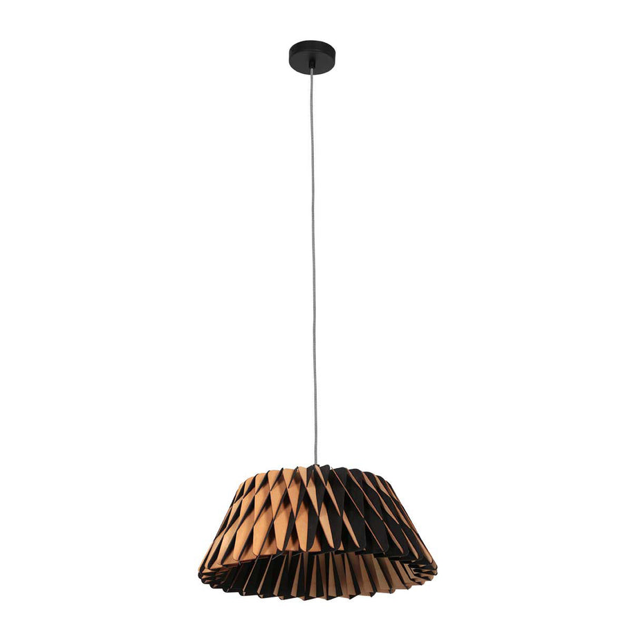 Zwart met blankhouten hanglamp Maze 3490BE rond 46 cm
