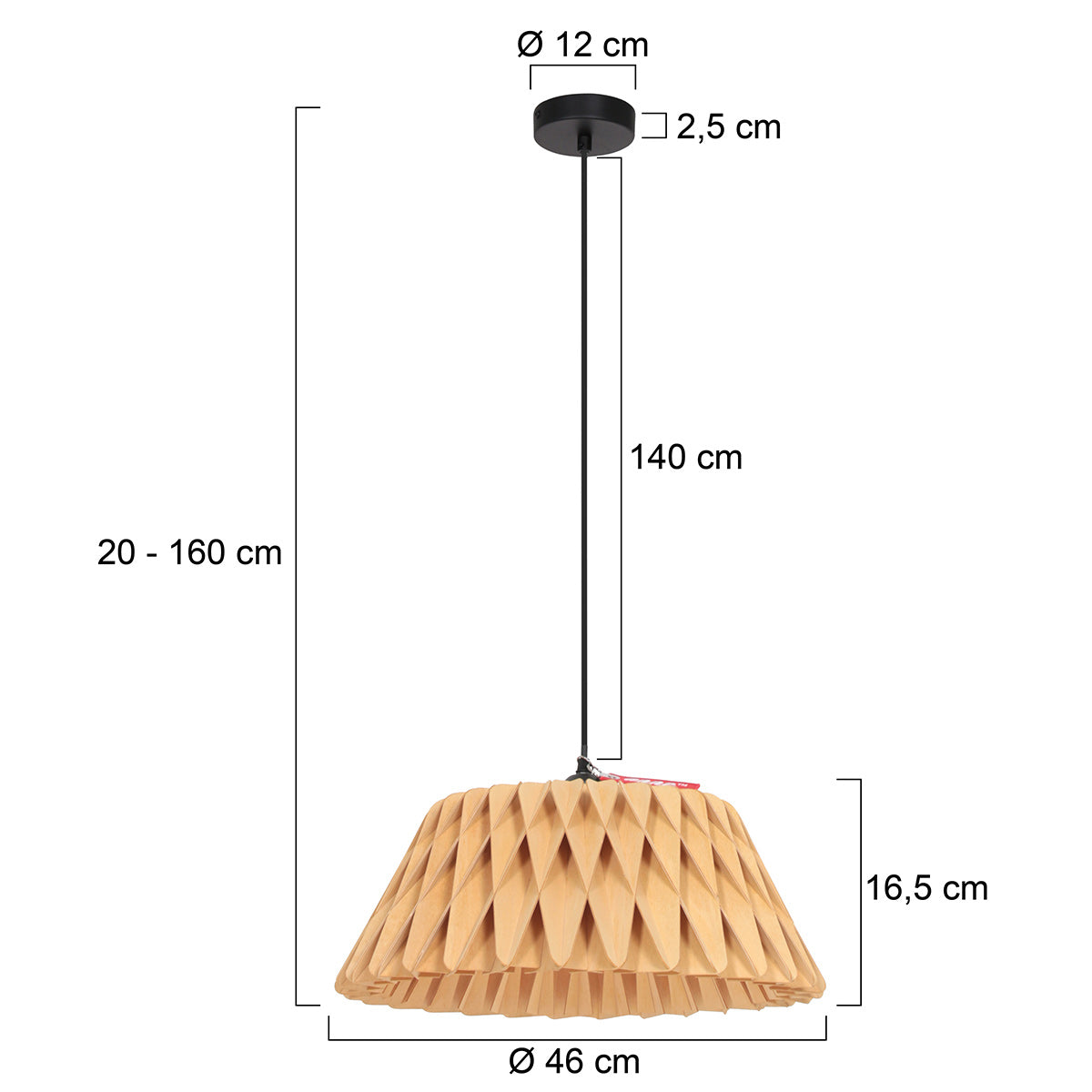 Blankhouten hanglamp Maze 3490E 46 cm