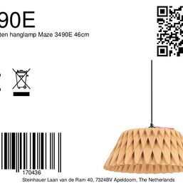 Blankhouten hanglamp Maze 3490E 46 cm