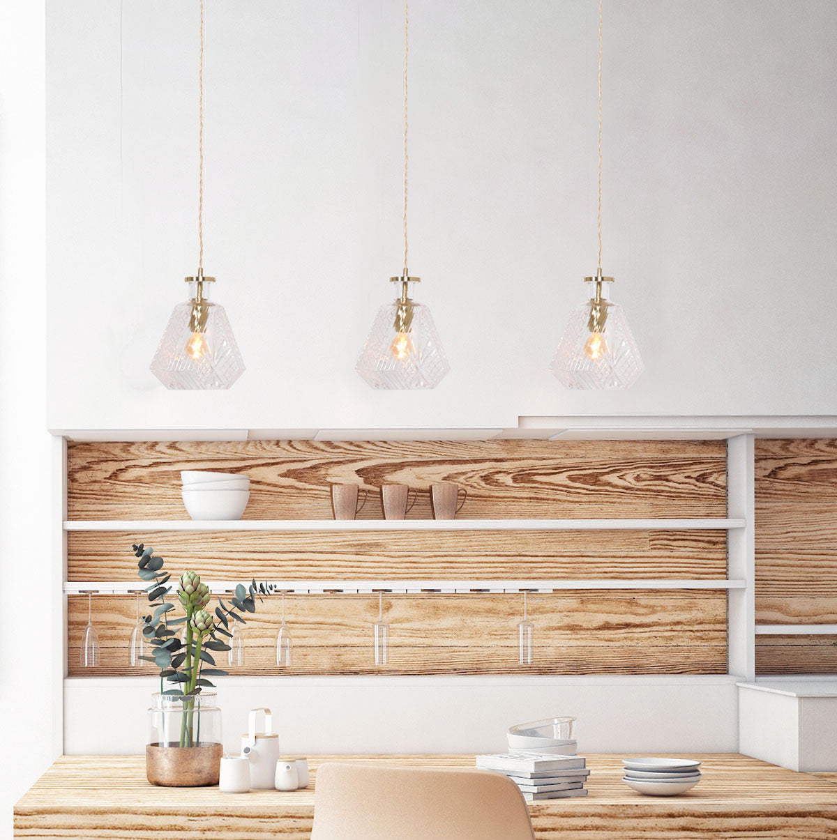 Hanglamp Grazio Glas 3492ME Messing met E14-fitting