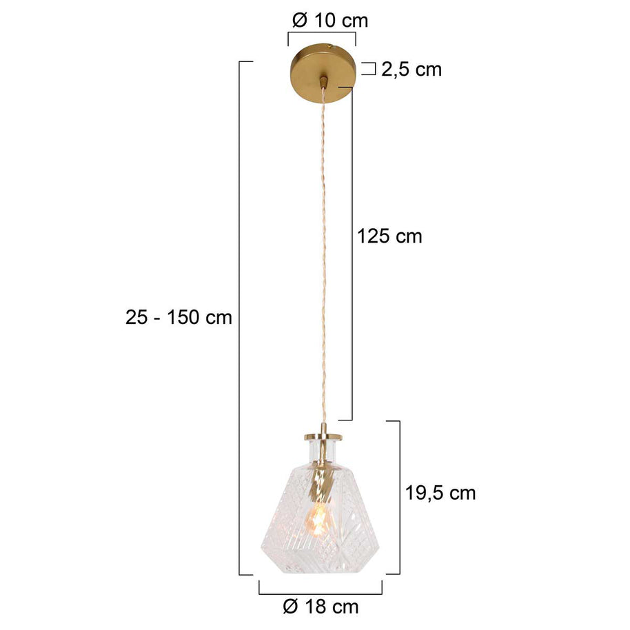 Hanglamp Grazio Glas 3492ME Messing met E14-fitting