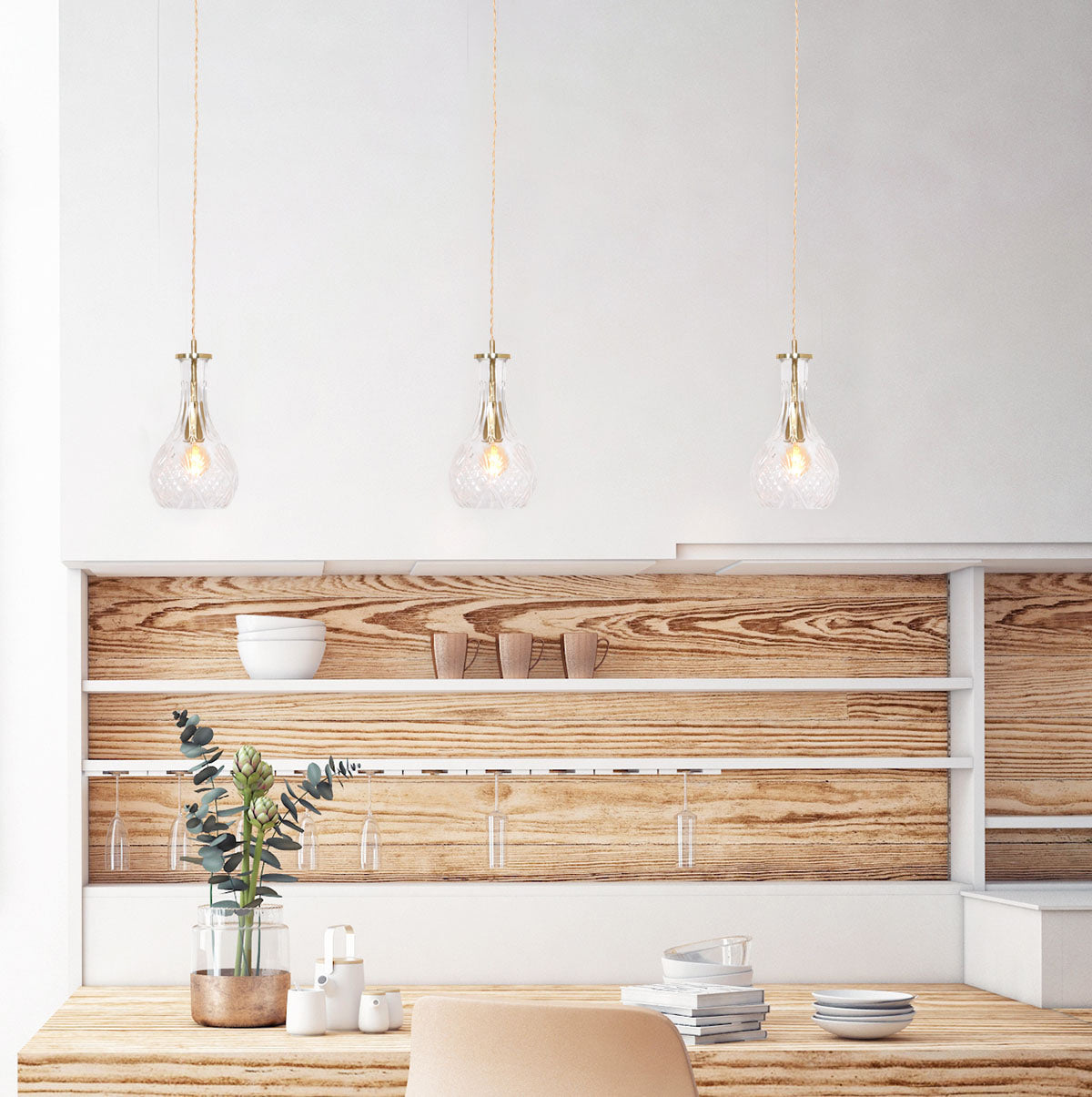 Hanglamp Grazio Glas 3493ME Messing met E14-fitting