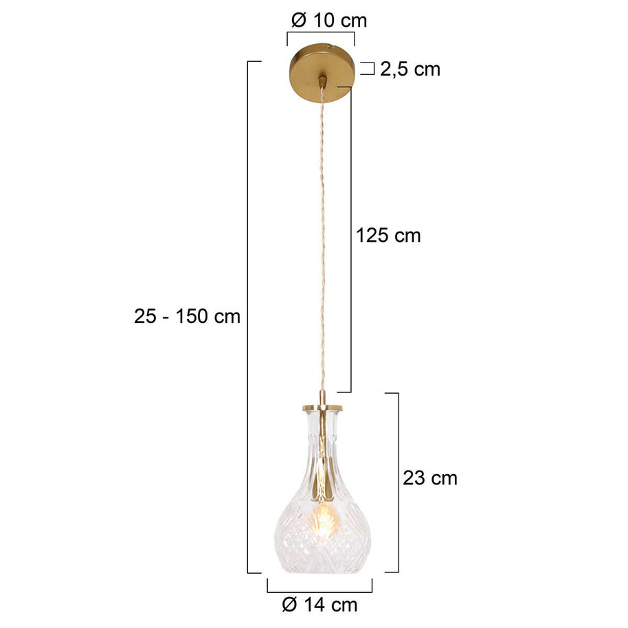 Hanglamp Grazio Glas 3493ME Messing met E14-fitting