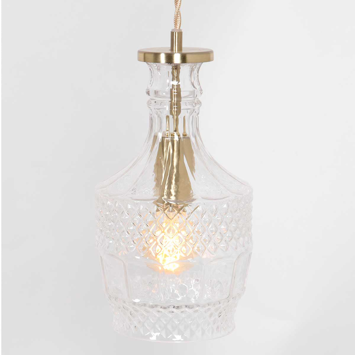 Hanglamp Grazio Glass 3494ME messing met E14-fitting