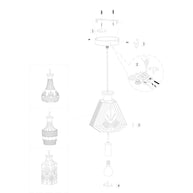 Hanglamp Grazio Glass 3494ME messing met E14-fitting