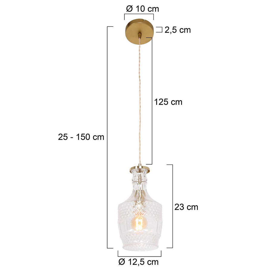 Hanglamp Grazio Glass 3494ME messing met E14-fitting
