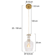 Hanglamp Grazio Glass 3494ME messing met E14-fitting