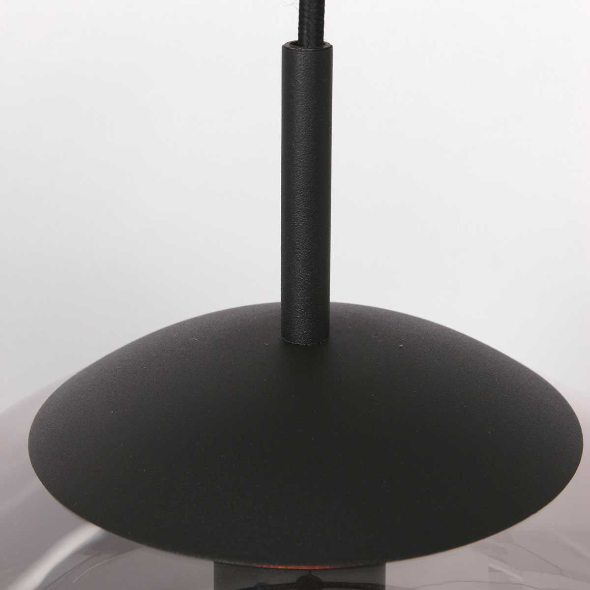 Hanglamp Bollique 3496ZW zwarte hanglamp met gerookt glas Ø20 cm