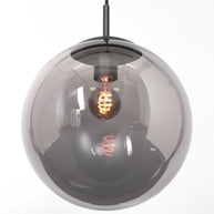 Hanglamp Bollique 3496ZW zwarte hanglamp met gerookt glas Ø20 cm