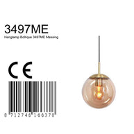 Hanglamp Bollique 3497ME, messing met amberglas Ø25 cm