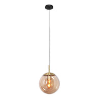 Hanglamp Bollique 3497ME, messing met amberglas Ø25 cm
