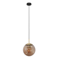 Hanglamp Bollique 3497ME, messing met amberglas Ø25 cm