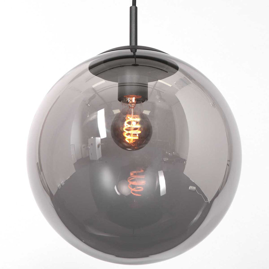Hanglamp Bollique 3497ZW zwarte lamp met smoke glas Ø25 cm