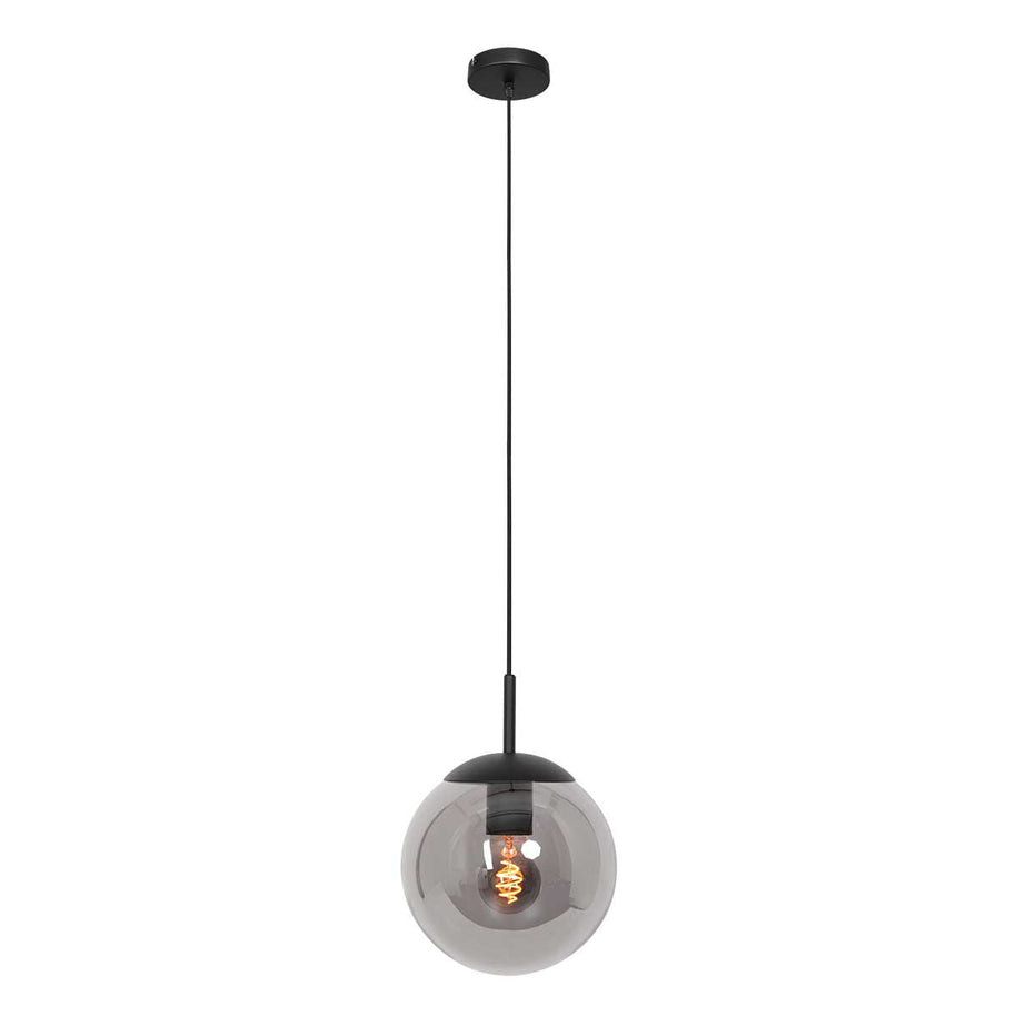 Hanglamp Bollique 3497ZW zwarte lamp met smoke glas Ø25 cm