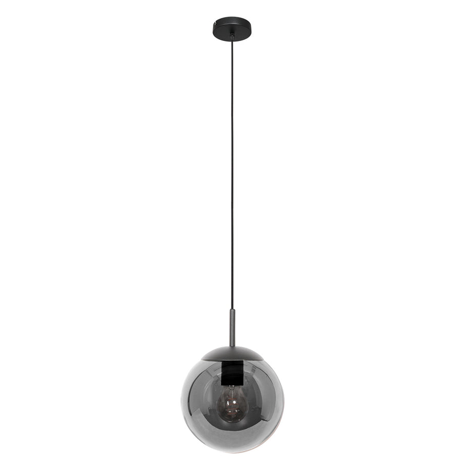 Hanglamp Bollique 3497ZW zwarte lamp met smoke glas Ø25 cm