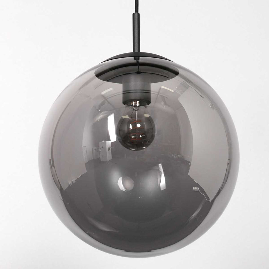Hanglamp Bollique 3497ZW zwarte lamp met smoke glas Ø25 cm