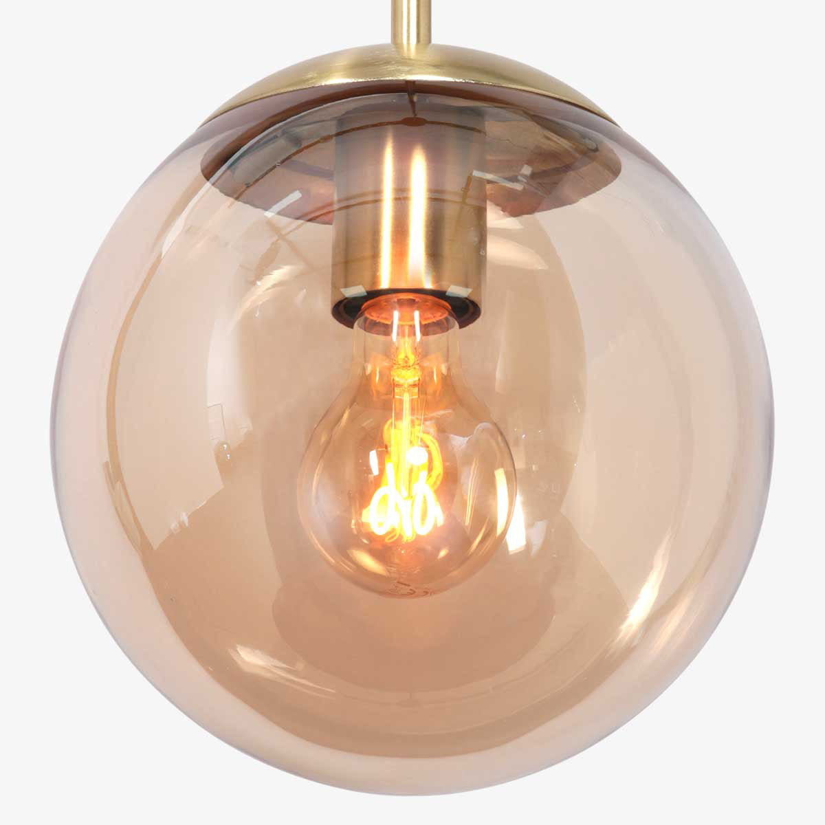 Hanglamp Bollique 3498ME, messing met amber glas Ø30 cm