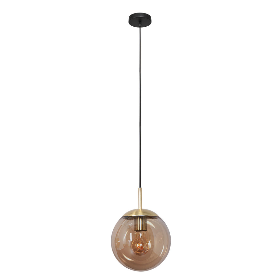Hanglamp Bollique 3498ME, messing met amber glas Ø30 cm