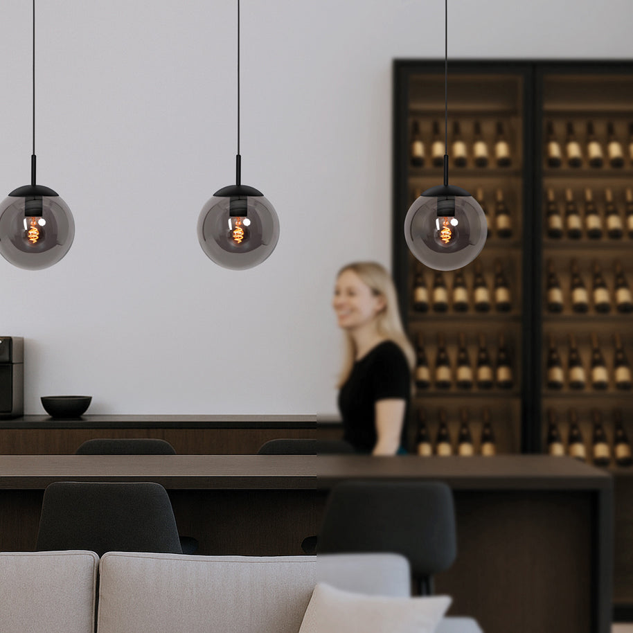 Hanglamp Bollique 3498ZW zwart met rookglas Ø 30 cm