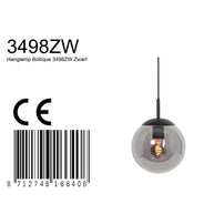 Hanglamp Bollique 3498ZW zwart met rookglas Ø 30 cm
