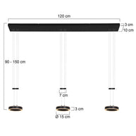 Hanglamp Piola 3501ZW Zwart 3 lichts