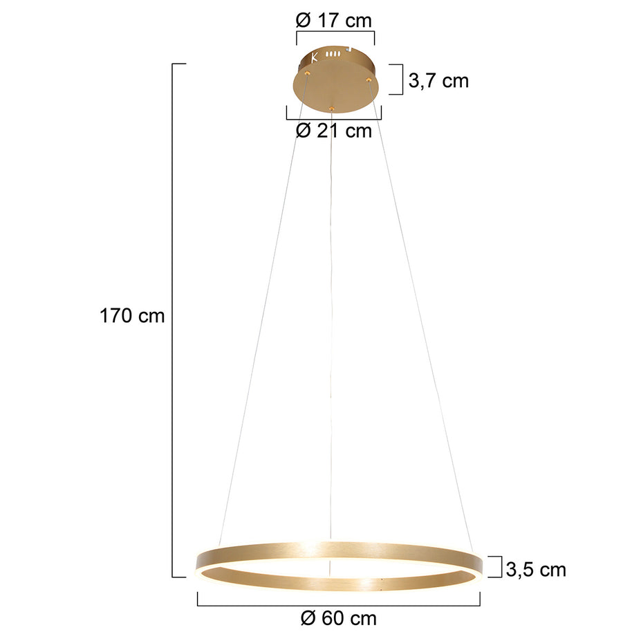 Hanglamp Ringlux 3502GO goudkleurige LED-ringlamp Ø60 cm