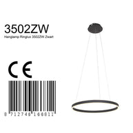 Hanglamp Ringlux 3502ZW zwarte LED ringlamp Ø 60 cm