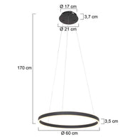 Hanglamp Ringlux 3502ZW zwarte LED ringlamp Ø 60 cm