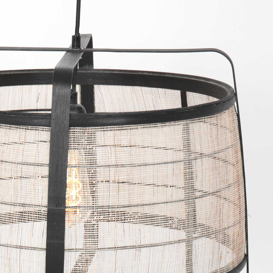 Hanglamp Capos 3511ZW zwart met jute E27-fitting