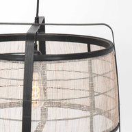 Hanglamp Capos 3511ZW zwart met jute E27-fitting