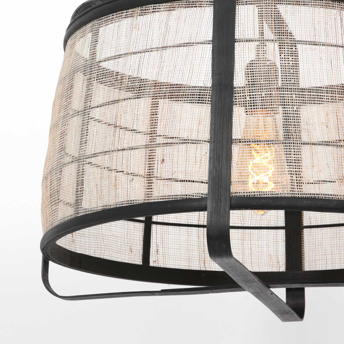 Hanglamp Capos 3511ZW zwart met jute E27-fitting