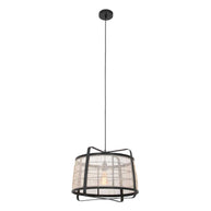 Hanglamp Capos 3511ZW zwart met jute E27-fitting