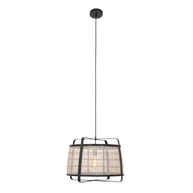 Hanglamp Capos 3511ZW zwart met jute E27-fitting