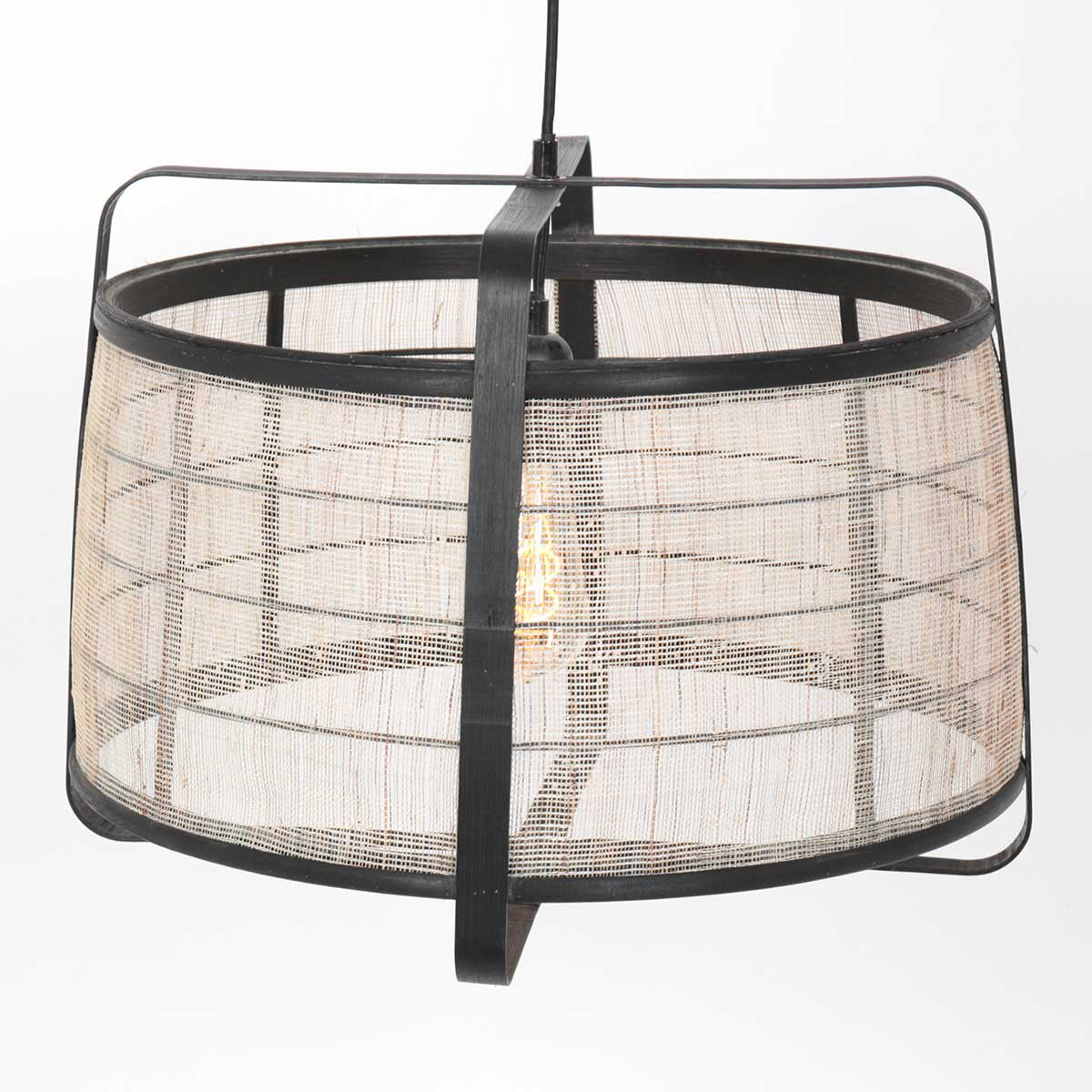 Hanglamp Capos 3511ZW zwart met jute E27-fitting