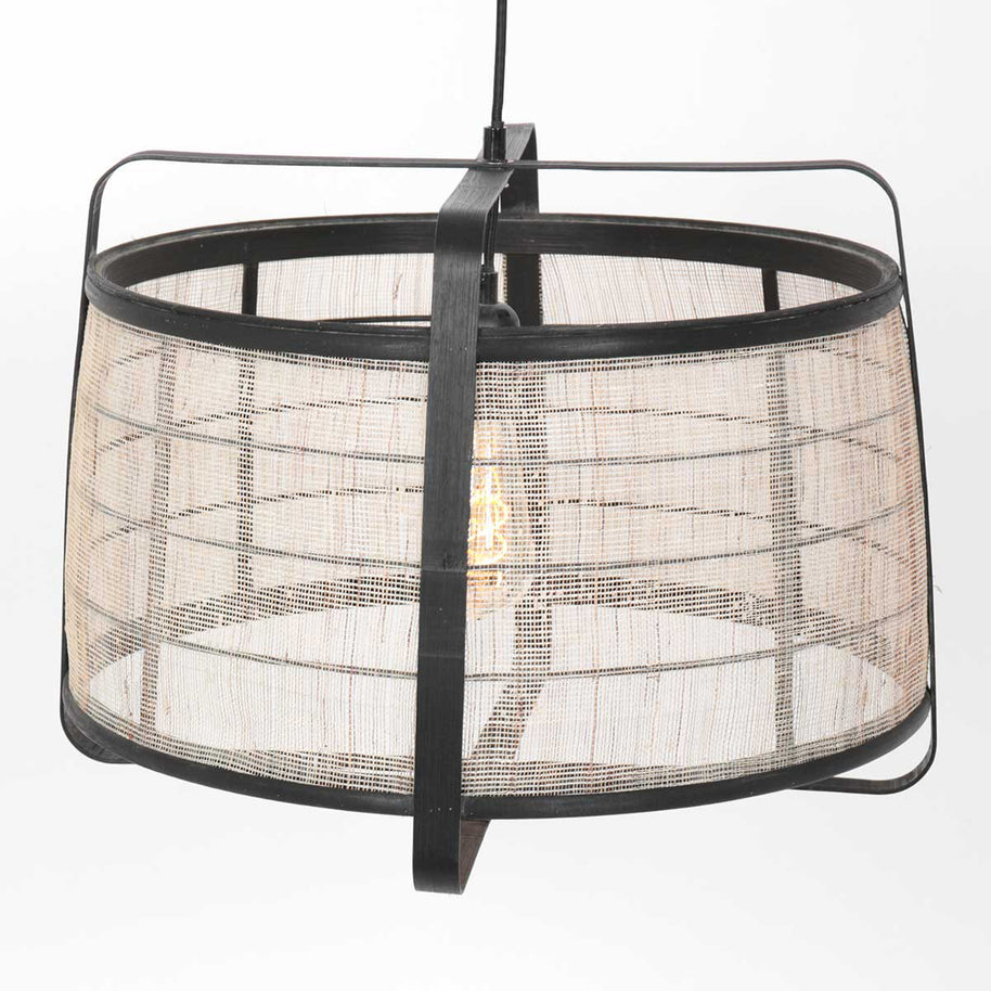 Hanglamp Capos 3511ZW zwart met jute E27-fitting