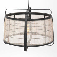 Hanglamp Capos 3511ZW zwart met jute E27-fitting