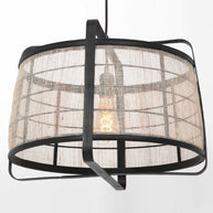 Hanglamp Capos 3511ZW zwart met jute E27-fitting