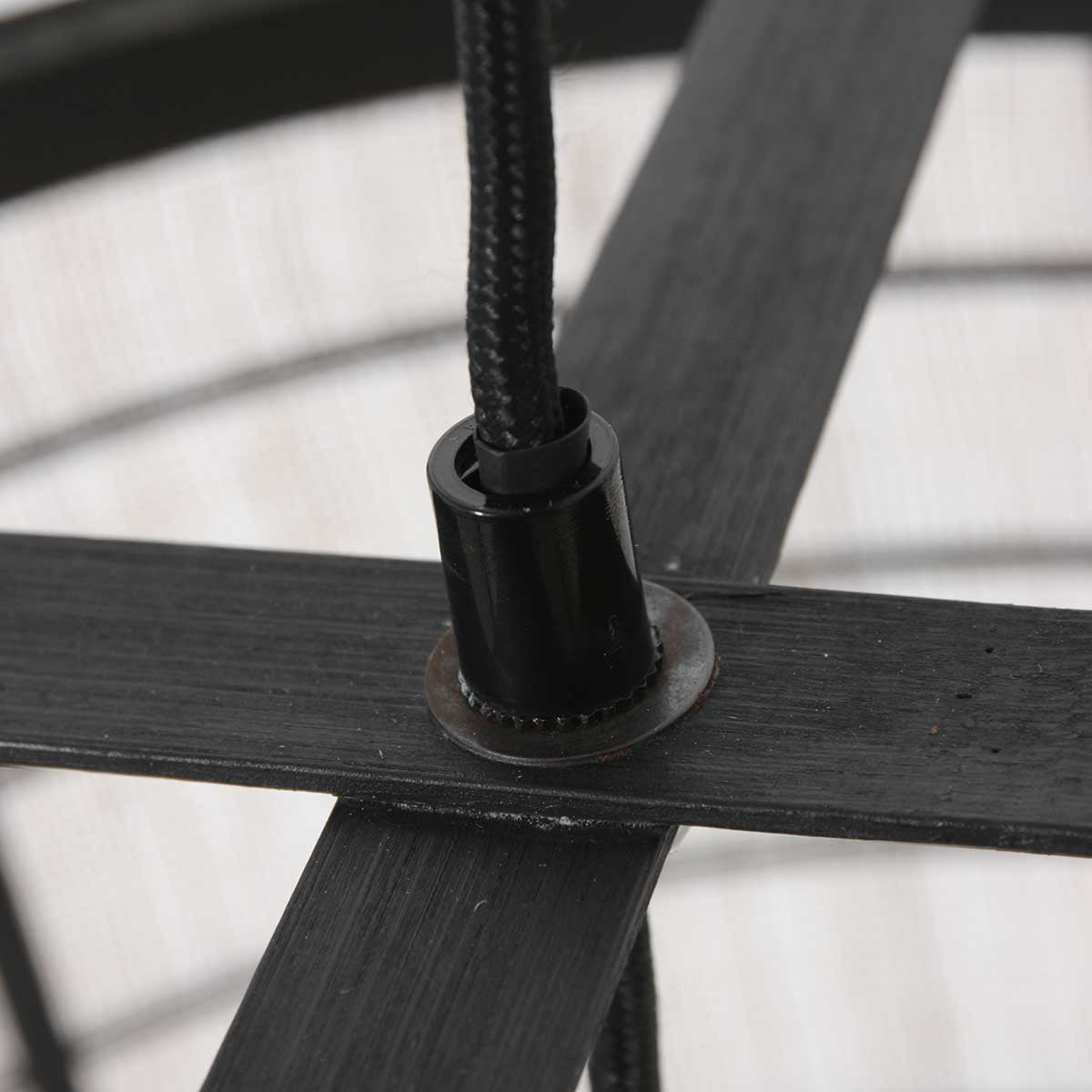 Hanglamp Capos 3511ZW zwart met jute E27-fitting