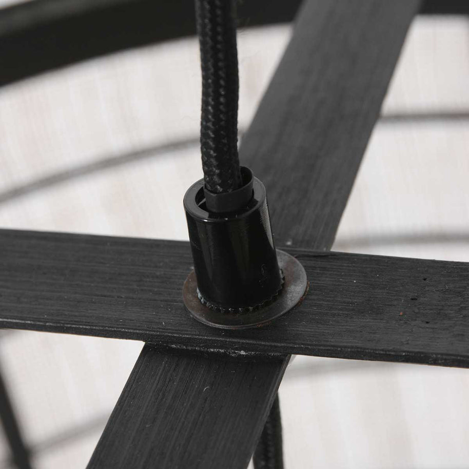 Hanglamp Capos 3511ZW zwart met jute E27-fitting