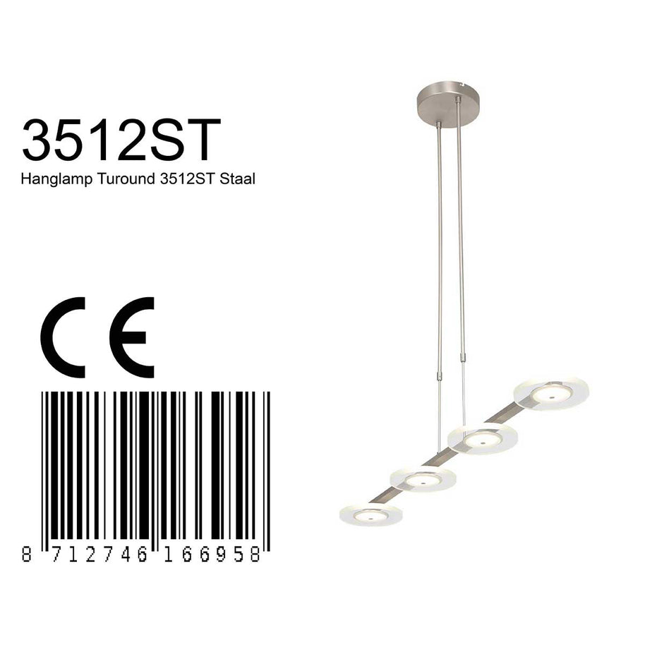 Hanglamp Turound 3512ST staal 4-lichts