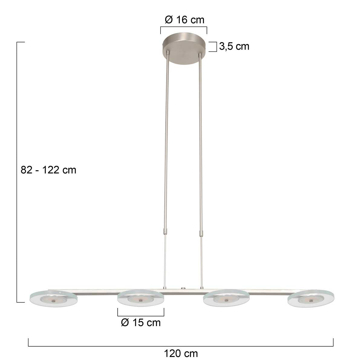 Hanglamp Turound 3512ST staal 4-lichts