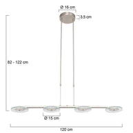 Hanglamp Turound 3512ST staal 4-lichts