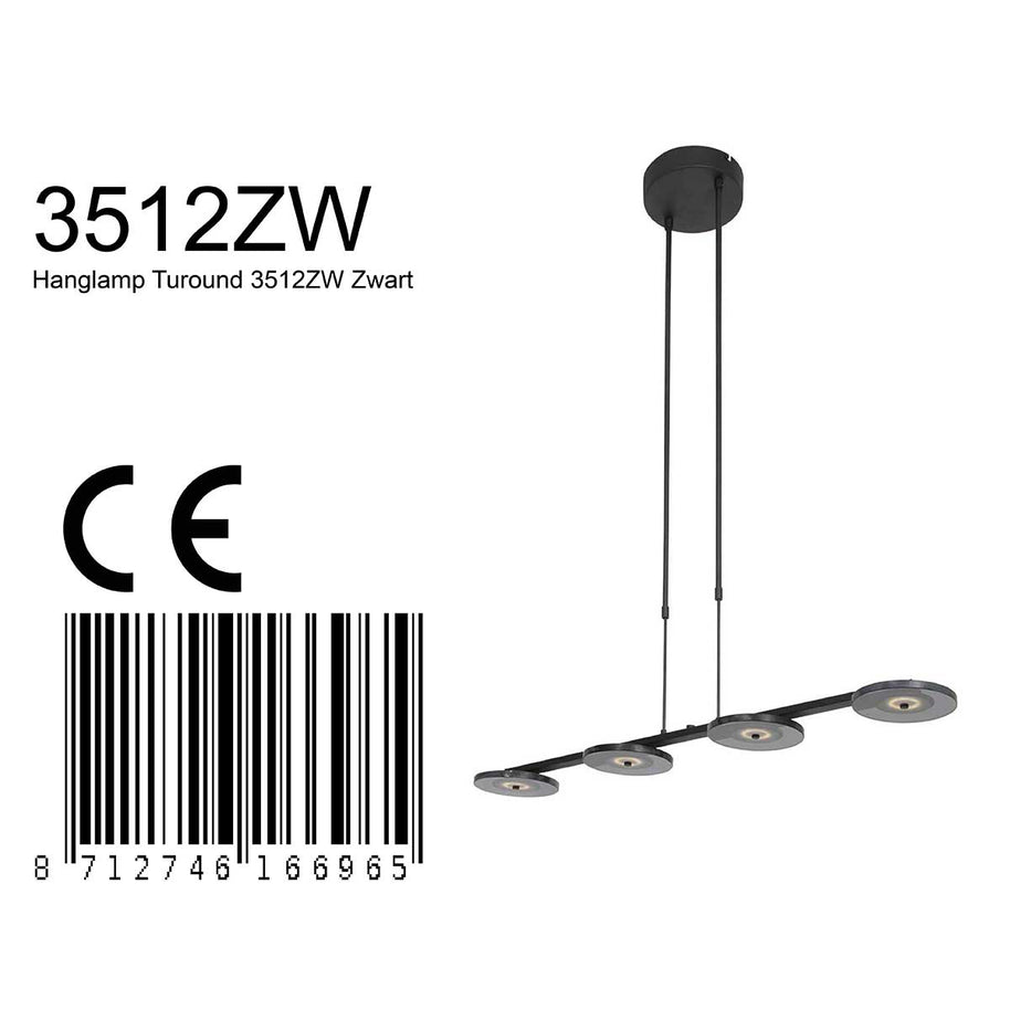 Hanglamp Turound 3512ZW Zwart 4-lichts