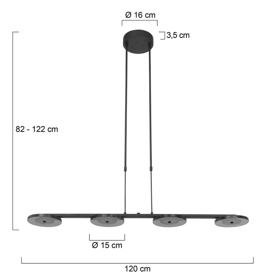 Hanglamp Turound 3512ZW Zwart 4-lichts