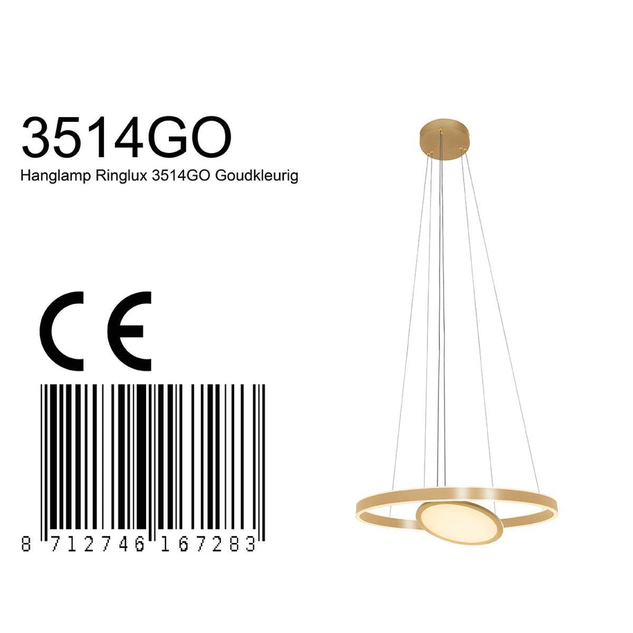 Hanglamp Ringlux 3514GO Goud 60cm met binnenplaat