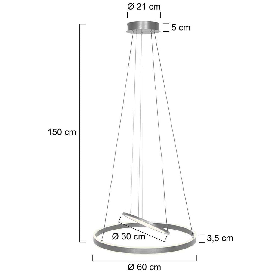 Hanglamp Ringlux 3514ST staal 60 cm met binnenplaat